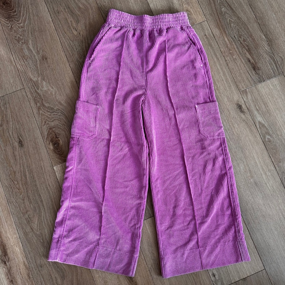 Urban Outfitters Purple Corduroy Cargo Pants Wide Leg Elastic Waist Small